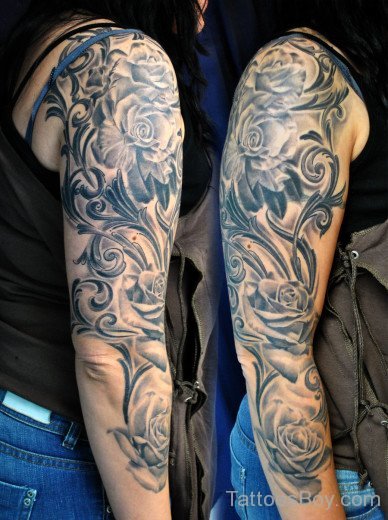 Flower Tattoo On Full Sleeve