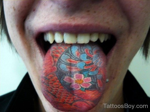 Flower Tattoo On Tongue