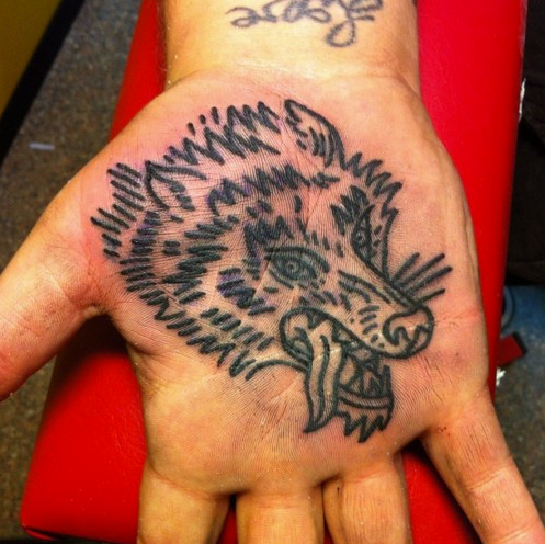 Fox Face Tattoo On Palm