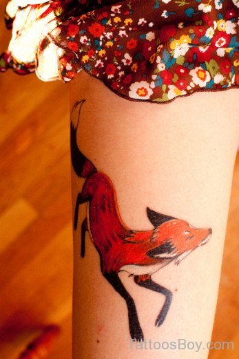 Fox Tattoo On Thigh