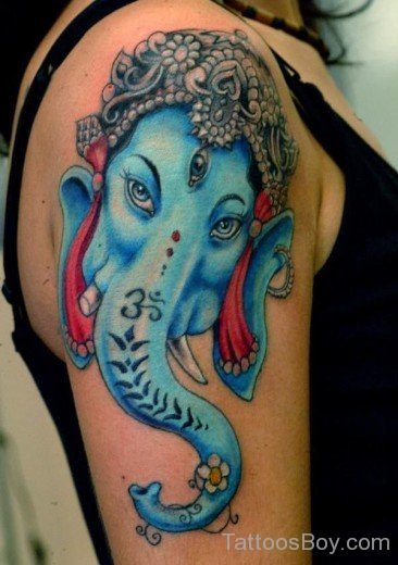 Ganesha Tattoo Design On Shoulder.