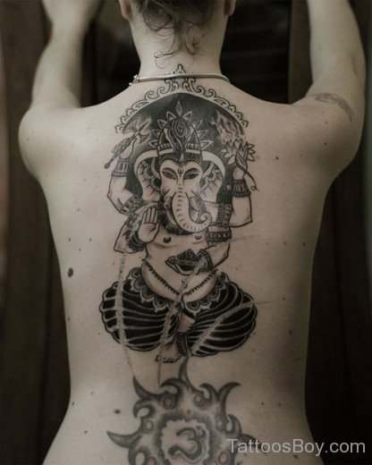Stylish Ganesha Tattoo On Back