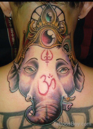 Ganesha Tattoo On Back Neck
