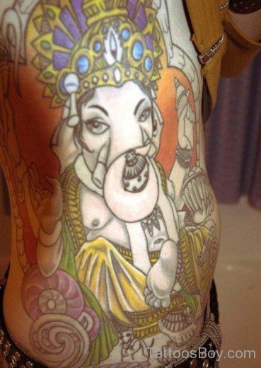 Ganesha Tattoo On Rib
