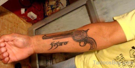 Gun Tattoo On Arm