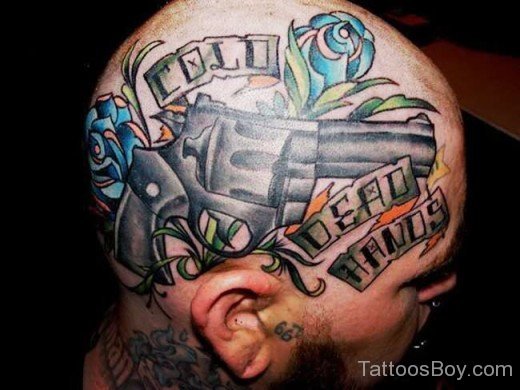 Gun Tattoo On Head