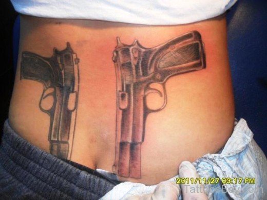 Gun Tattoo On Waist