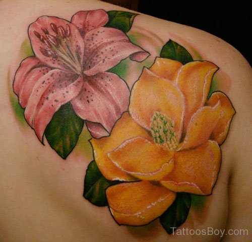 Lily Flower Tattoo Design On Back