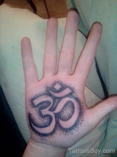 Om Tattoo Design On Palm