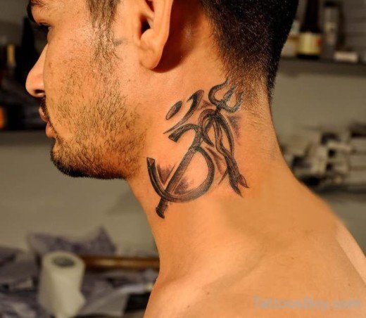 Om Tattoo On Neck