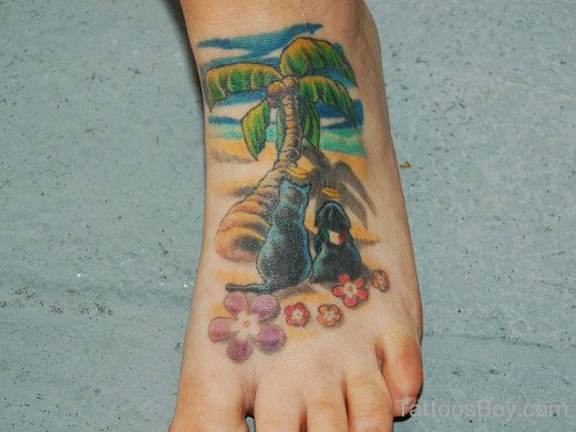 Palm Tree Tattoo On Foot