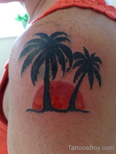 Palm Tree Tattoo Design On Shoulder