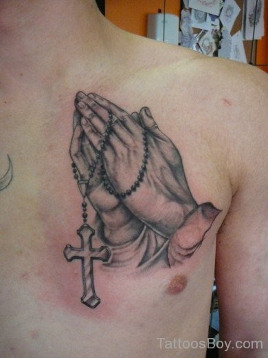 Praying Hand Tattoo On Chest