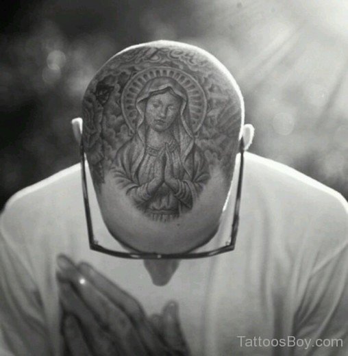 Religious Tattoo On Head
