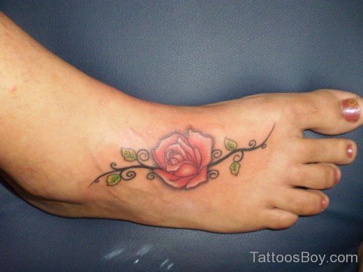 Rose Tattoo On Foot