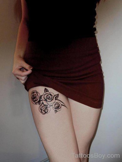 Rose Tattoo On Thigh