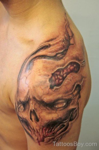 Skull Tattoo On Shoulder