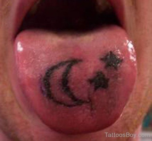Star And Sun Tattoo On Tongue