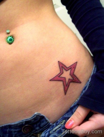 Stylish Star Tattoo On Waist