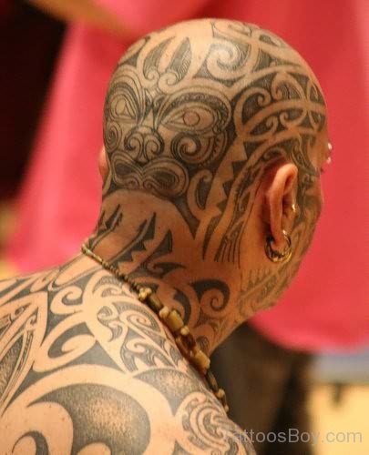 Tribal Tattoo Design On Head