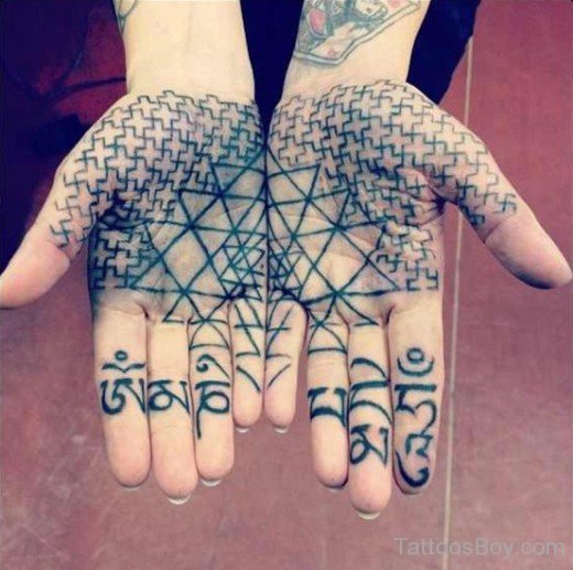 Word Tattoo Design On Palm
