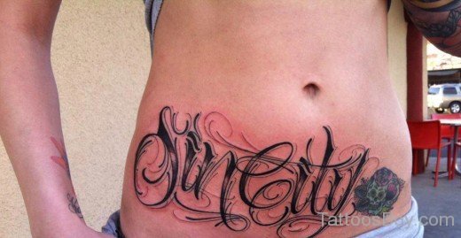 Word Tattoo Design On Stomach