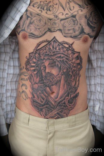Jesus Tattoo Design On Stomach
