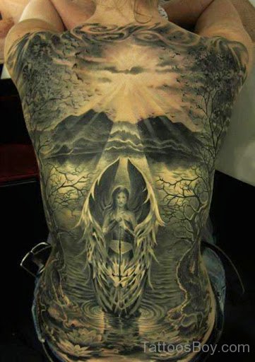 Amazing Angel Tattoo On Back