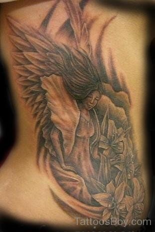 Angel And Flower Tattoo