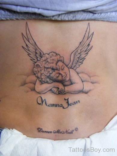Angel Tattoo Design On Lower Back