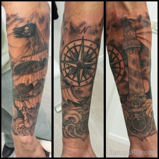 Attractive Compass Tattoo On Arm