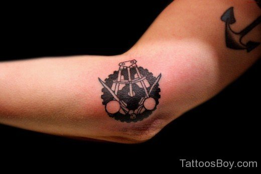Compass Tattoo On Elbow 