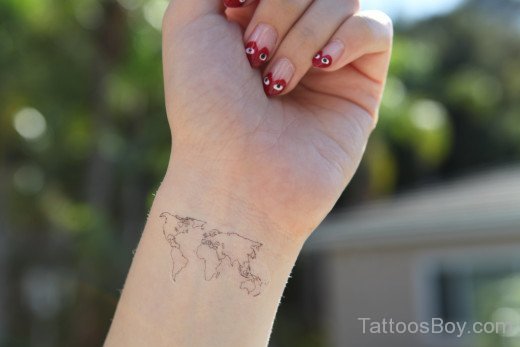 Attractive Map Tattoo On Wrist