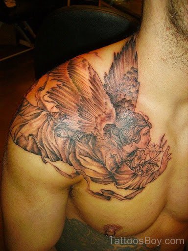 Awesome Angel Tattoo Design On Chest.