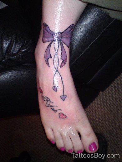 Beautiful Bow Tattoo On Ankle