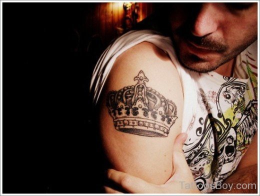 Stylish Crown Tattoo On Bicep