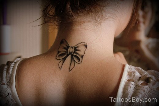 Bow Tattoo Design On Back Neck