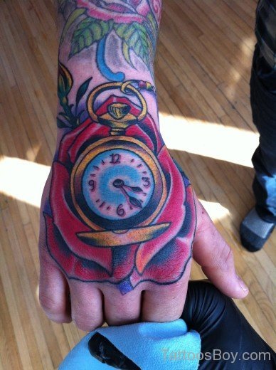 Clock Tattoo On Hand