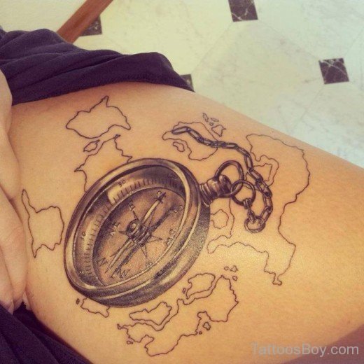 Compass And Map Tattoo