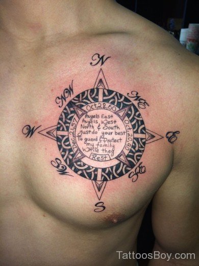 Compass Tattoo Design On Chest