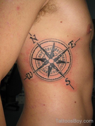 Compass Tattoo Design On Rib