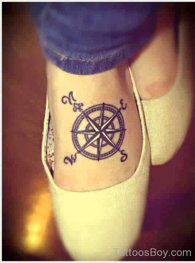 Compass Tattoo Design On Foot 