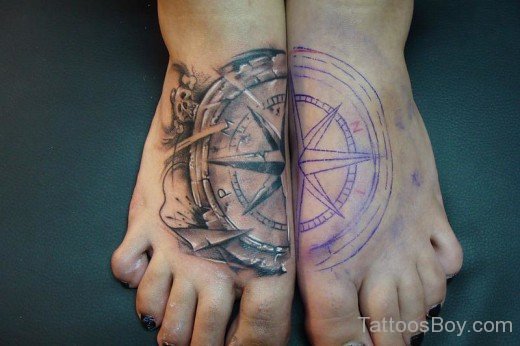 Compass Tattoo On Foot