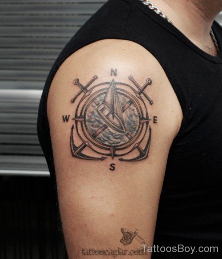 Compass Tattoo On Shoulder