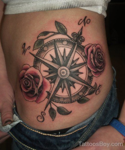Compass Tattoo On Stomach