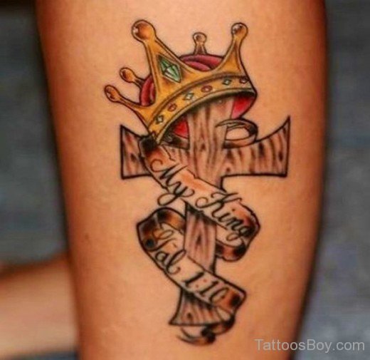 Crown And Cross Tattoo Design
