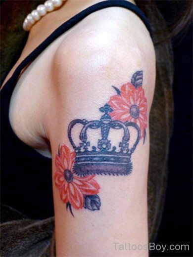 Crown And Flower Tattoo