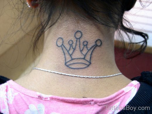Crown Tattoo On Back Neck
