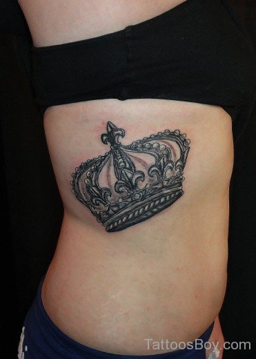 Crown Tattoo Design On Rib