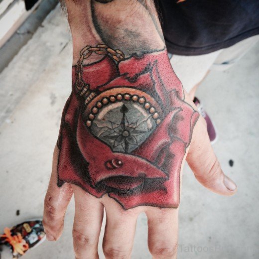 Compass Tattoo Design On Hand 